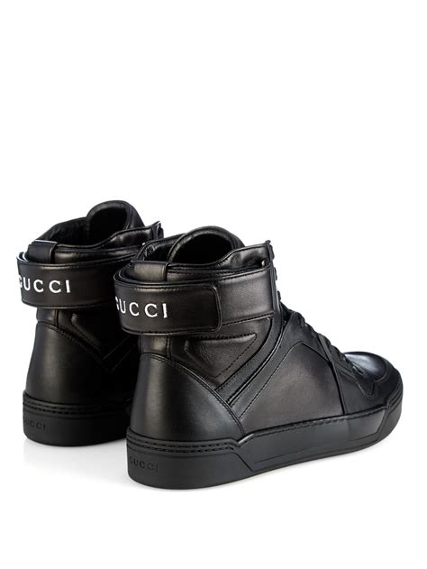 gucci leather high top black|gucci black leather boots.